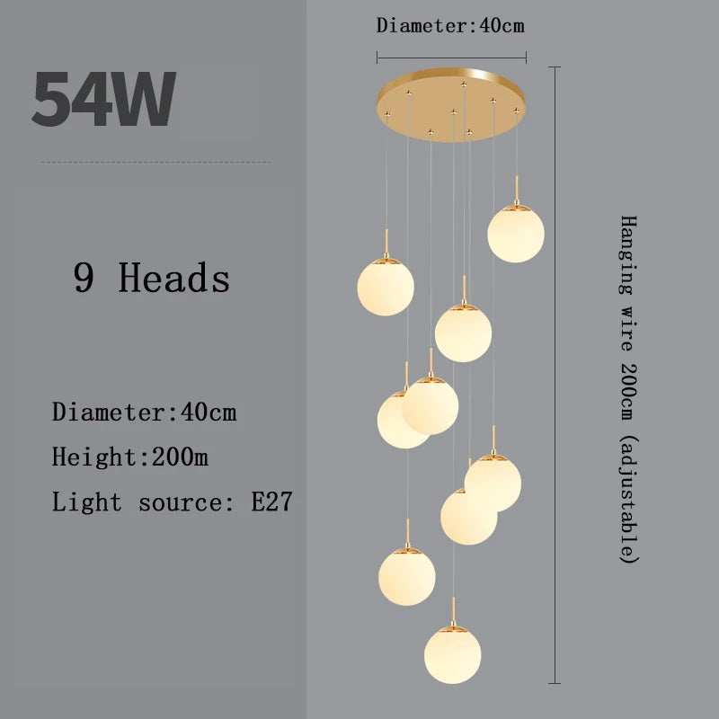 Stairs Modern Nordic Chandelier Loft Duplex Living Room Hotel Lobby Long Chandelier Home Decorative Lighting