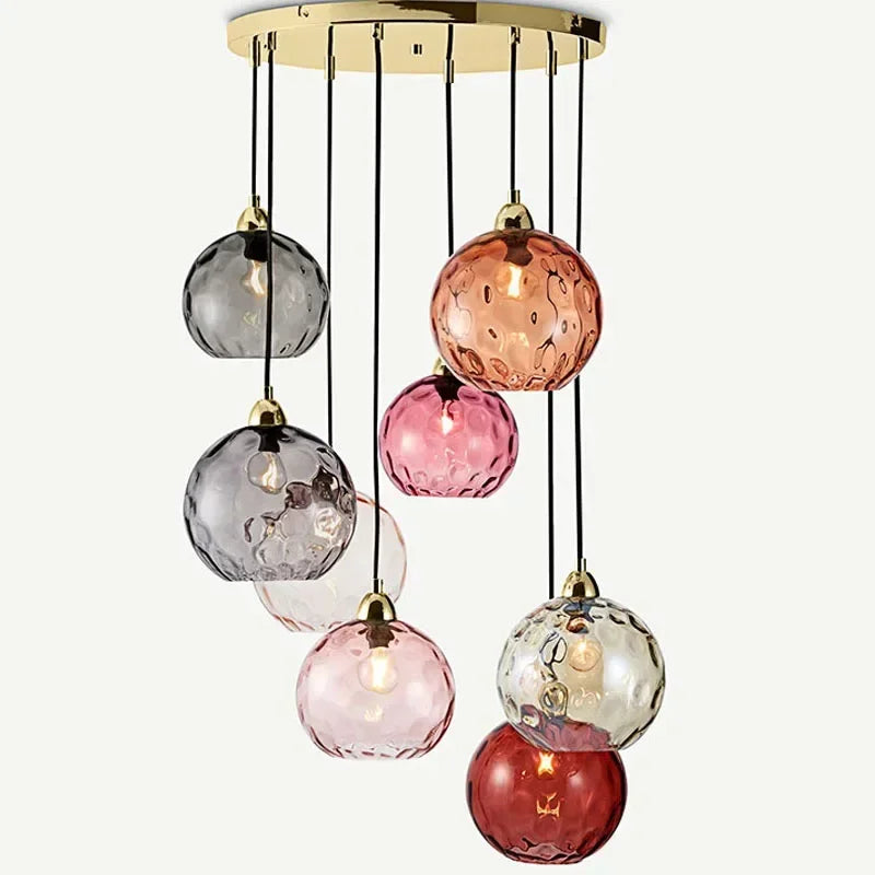 Nordic Stained Color Glass Chandelier