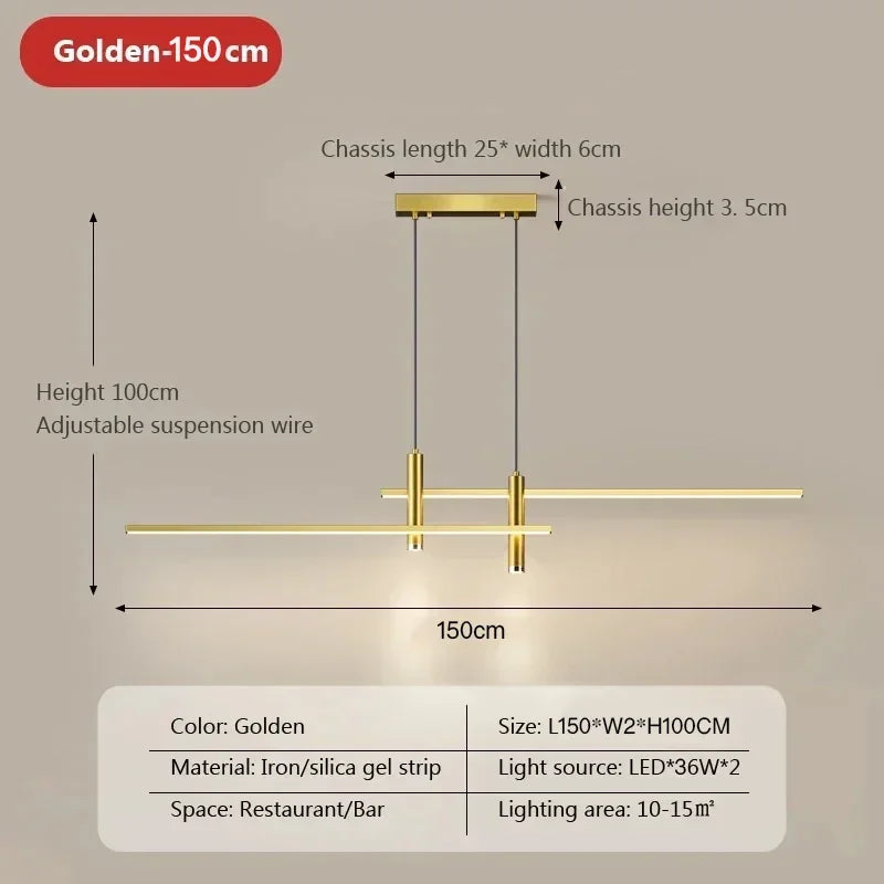 Modern Black + Gold Dimmable LED Pendant Lamp