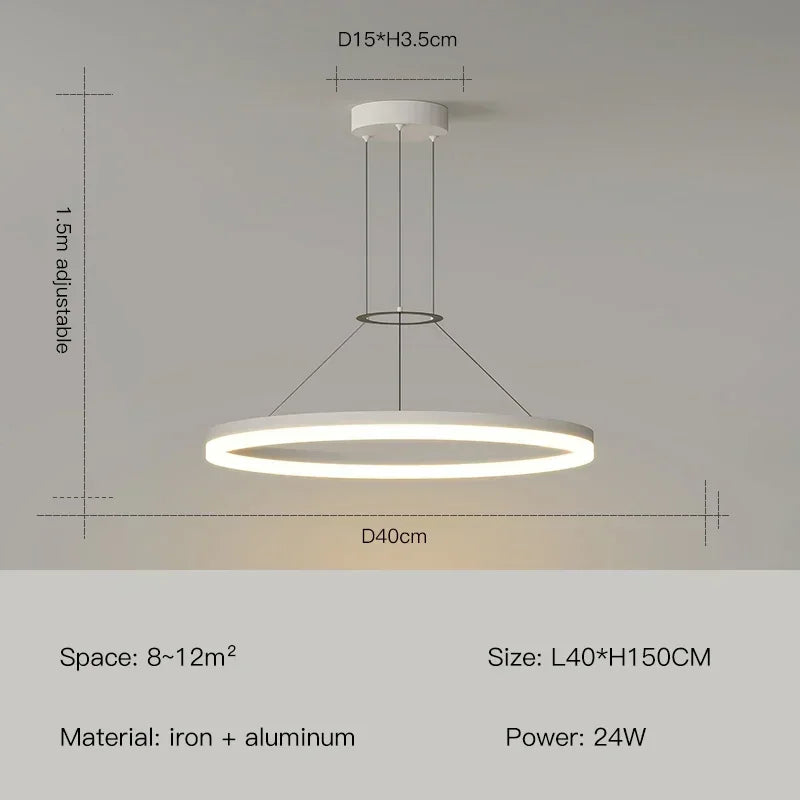 Modern Black Ring Minimalist Led Pendant Lamp