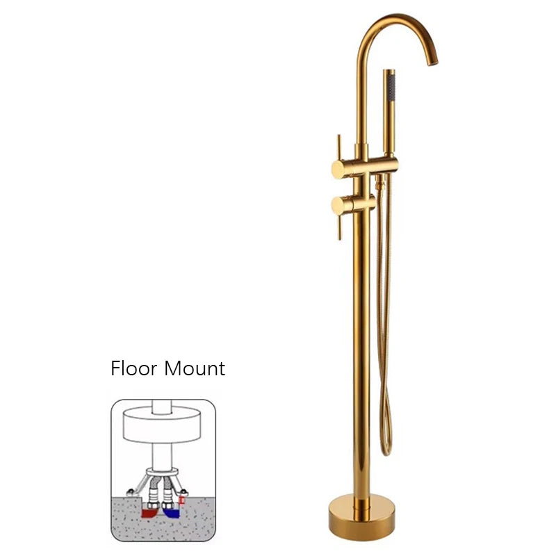 Brass Bathtub Faucet Freestanding Tub Filler Faucet Standing High Flow Shower Faucets Wall/Floor Mount Bathtub Faucet