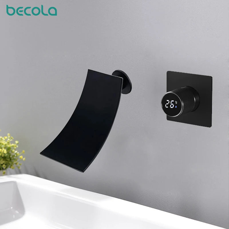Digital display concealed in wall mounted basin, wash basin faucet Faucet Single Handle Hot Cold Washbasin Basin Sink Faucet