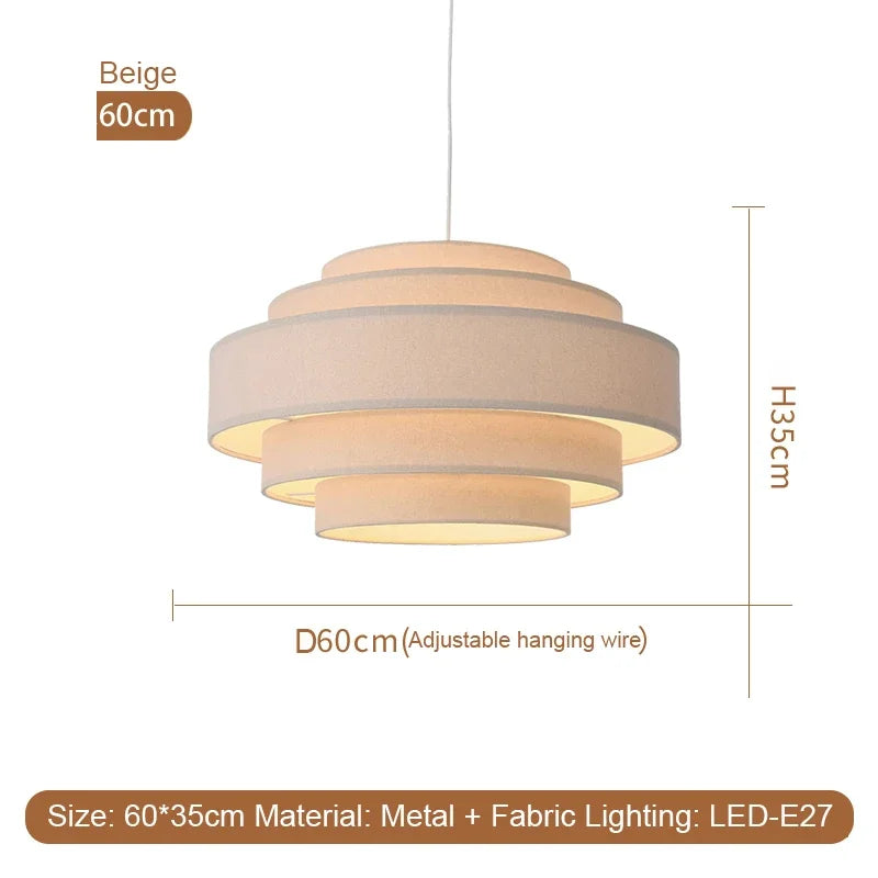 Nordic Fabric Pendant Light Wabi Sabi Led Chandelier for Living Room Bedroom Home Decor White cloth Pendant lamp