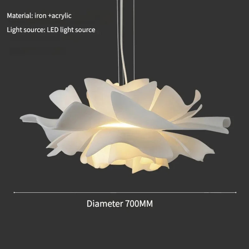 Postmodern Designer Pendant Light White Flower LED Hanging Lamp for Bedroom Restaurant Bar Store Lighting Indoor Petal Decor