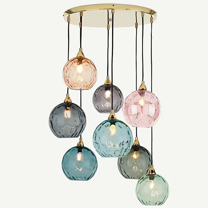 Nordic Stained Color Glass Chandelier