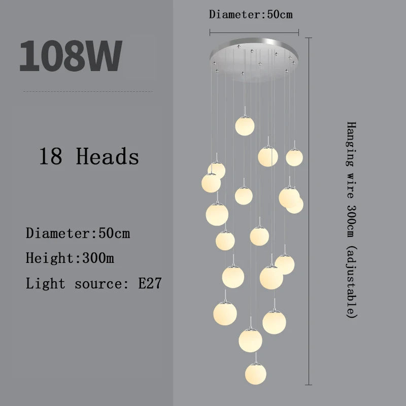 Stairs Modern Nordic Chandelier Loft Duplex Living Room Hotel Lobby Long Chandelier Home Decorative Lighting