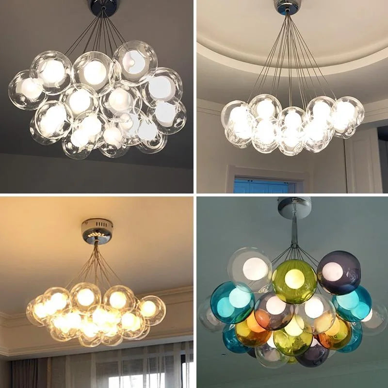 Glass Modern LED Ball Bubble Hanging Lamp