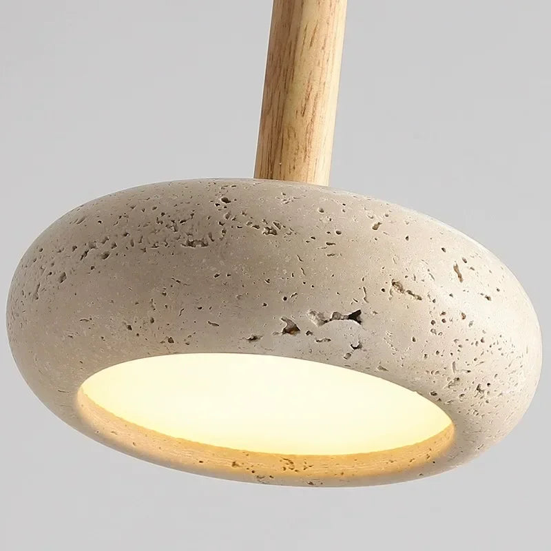 Stone Pendant Lamp Wood Hanging Light
