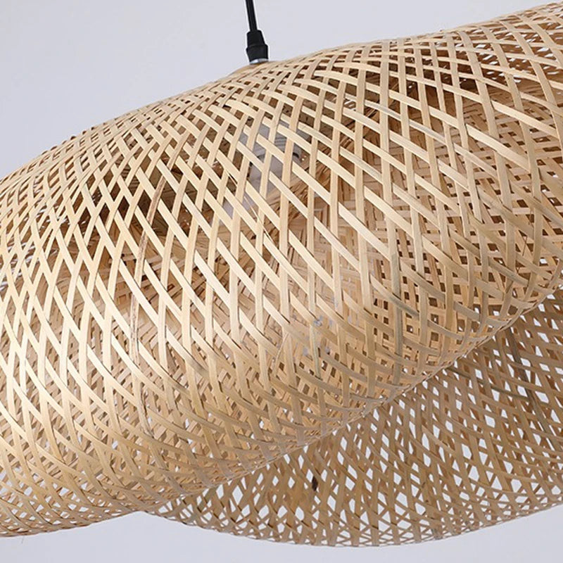 Round Handmade LED Bamboo-Rattan Chandelier