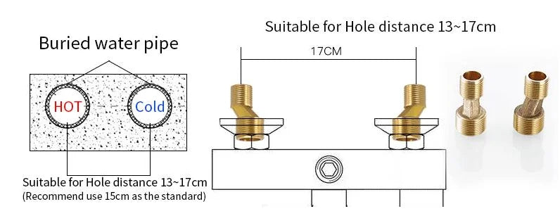 Antique brass ceramic into the wall faucet bathroom washbasin basin wall mount double handle cold and hot water faucet