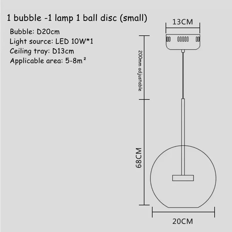 Modern Art Deco Glass Bubble Chandelier Customized Living room Droplight for Children Dining room Bar Indoor Decor Light Fixture