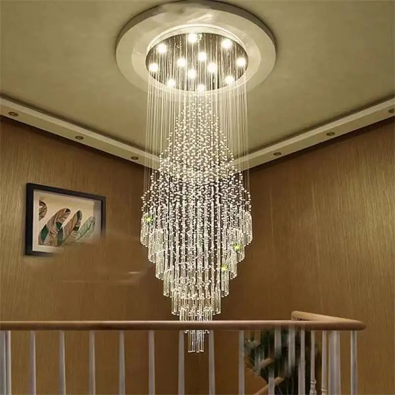 Modern LED Staircase Crystal Chandelier
