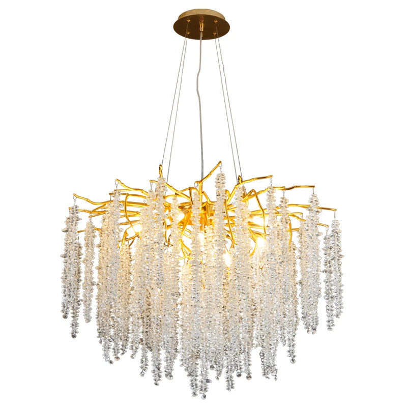 Nordic Crystal Tassel Chandelier for Living Room Hall Restaurant Decoration Luxury Ceiling Pendant Lights Indoor Lighting