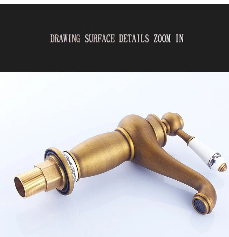 Retro European Bathroom Basin Faucets Gold Mixer Tap Ceramic Decoration Plating Chrome Single Handle Hot And Cold Deck Mounted