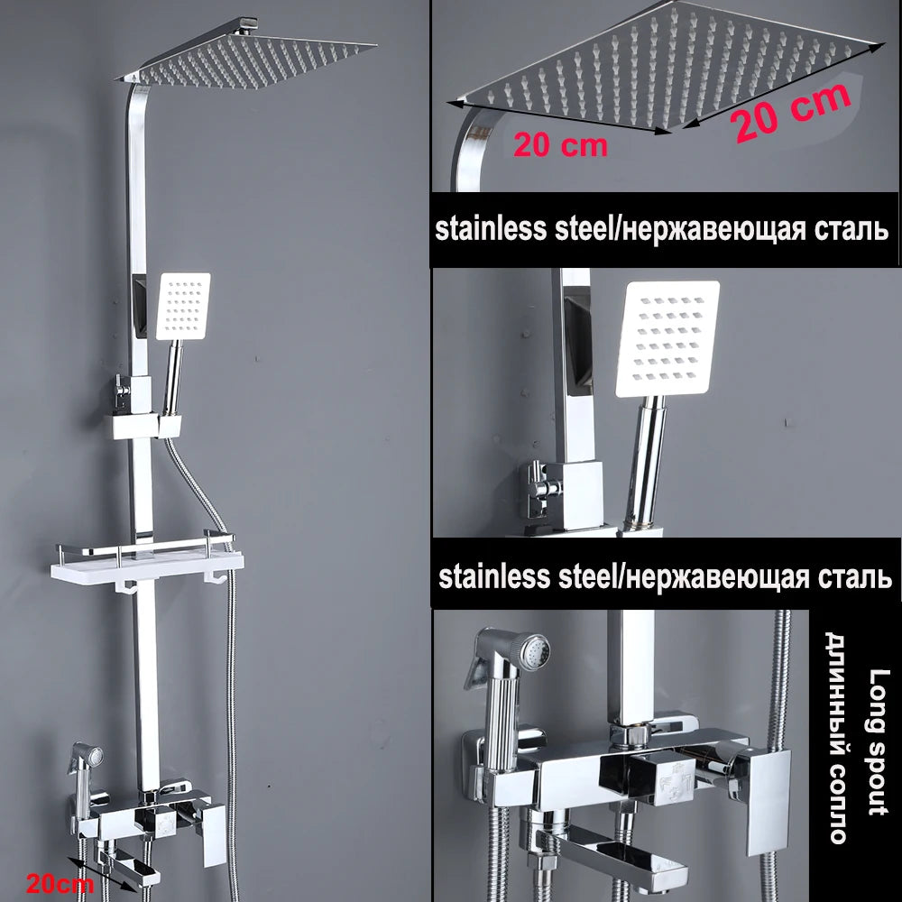 Long Spout Black Shower Faucet Cold Hot Multifunction 304 Stainless Steel Bathroom Bathtub Tap With Spray Bidet
