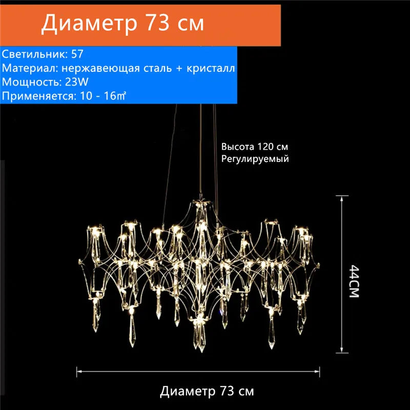 Starry Firefly Crystal Chandelier Living Room Light