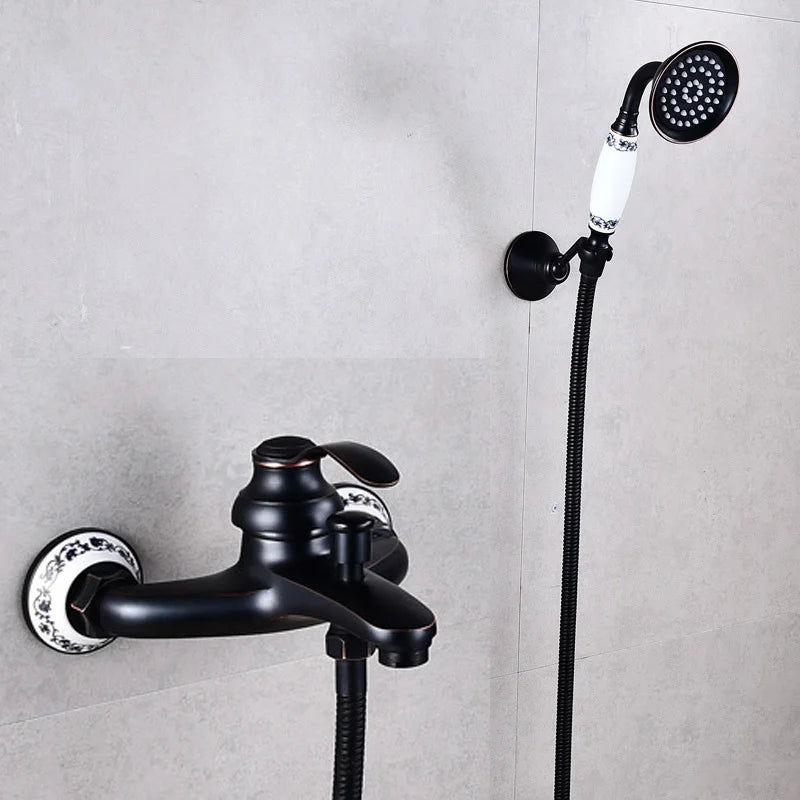 Mounted Hand Held Antique Brass Shower Head Kit Shower Faucet Sets