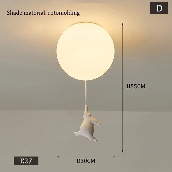 Designer Polar Bear Cartoon Pendant Chandelier for Kid Children Kindergarten Living Room Environment-friendly Resin LED Lamp