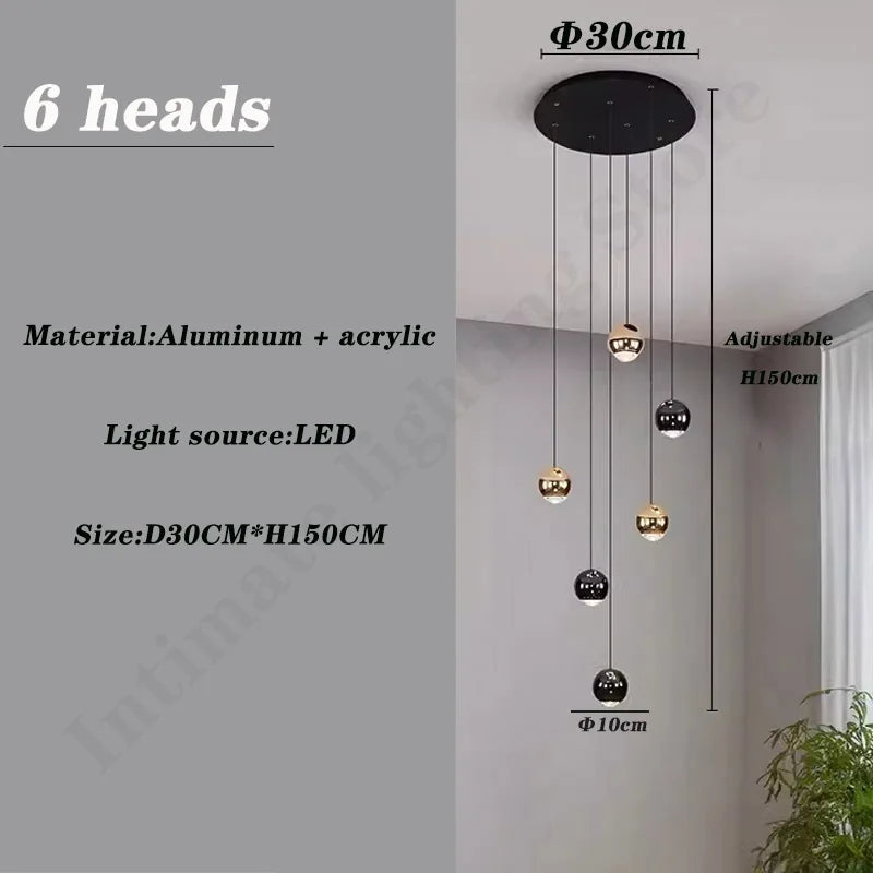Pendent Lamp Stairs Chandelier lighting Living room Modern Pendant Lights for Kitchen Island Lustre stairs Hanging Ceiling Lamp