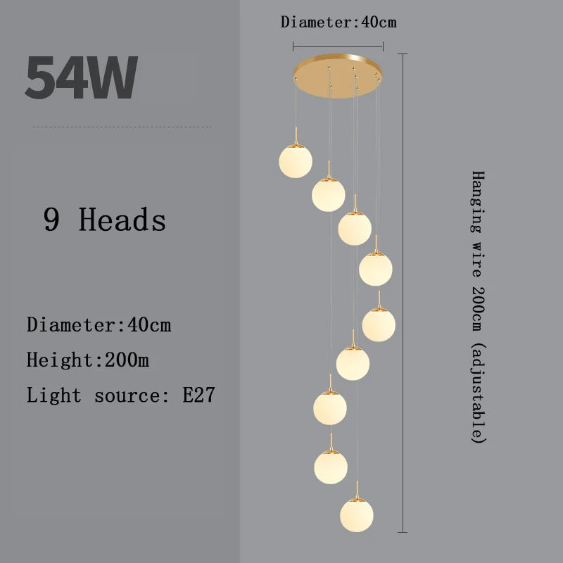 Stairs Modern Nordic Chandelier Loft Duplex Living Room Hotel Lobby Long Chandelier Home Decorative Lighting