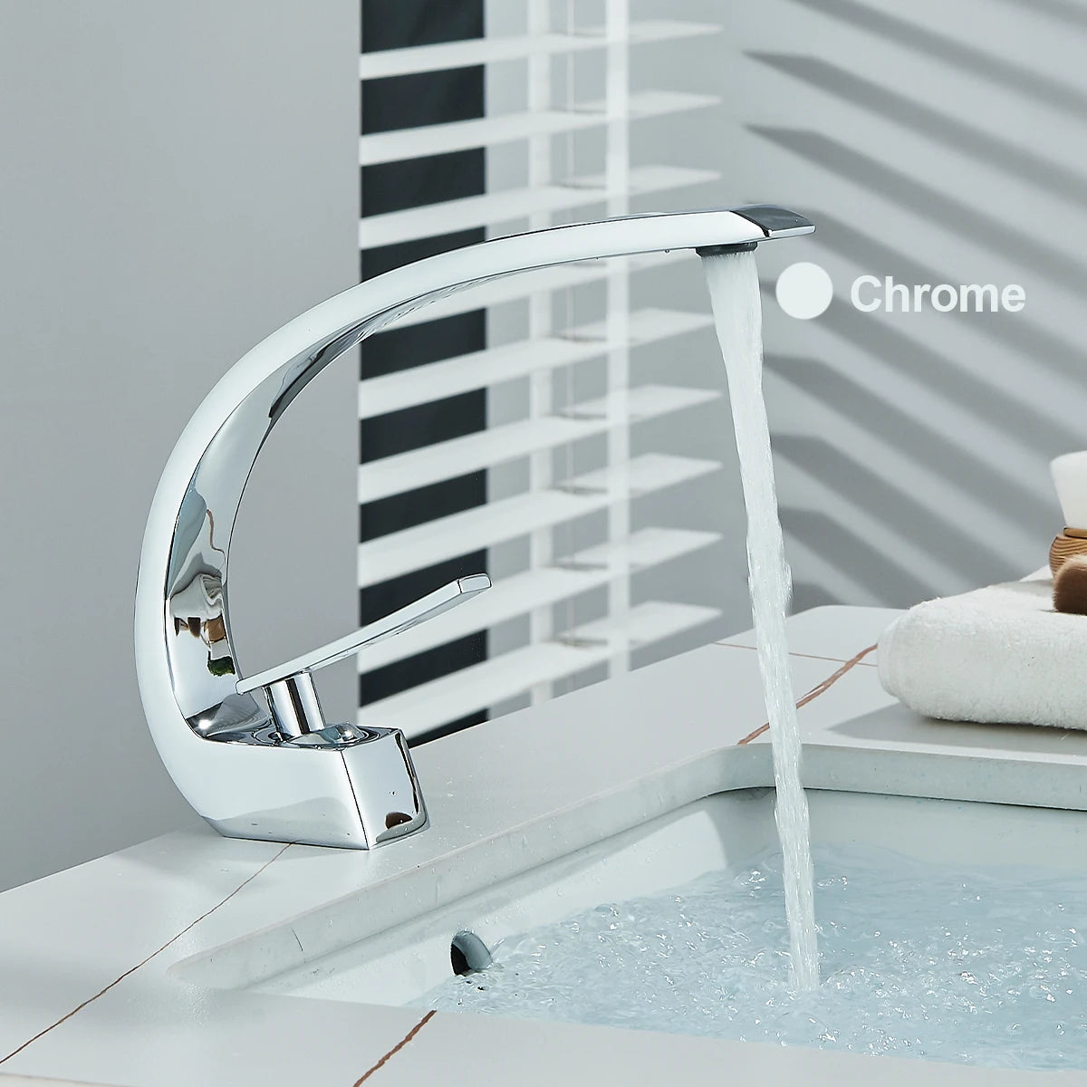FMHJFISD Chrome Basin Faucet Stainless Steel Hot Cold Water Mixer Tap Single Handle Deck Mounted Washbasin Crane For Bathroom