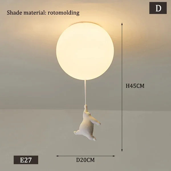 Designer Polar Bear Cartoon Pendant Chandelier for Kid Children Kindergarten Living Room Environment-friendly Resin LED Lamp