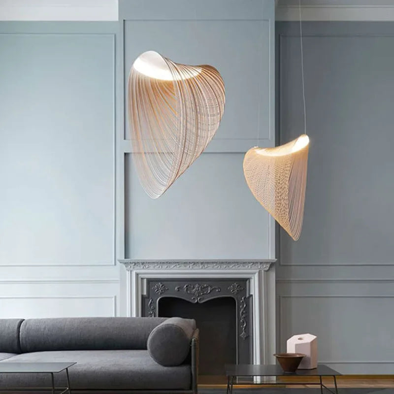 Modern LED Pendant Lights Wooden Bird's Nest Hanging Chandeliers Dining Room Kitchen Restaurant Decor Suspension Lamps
