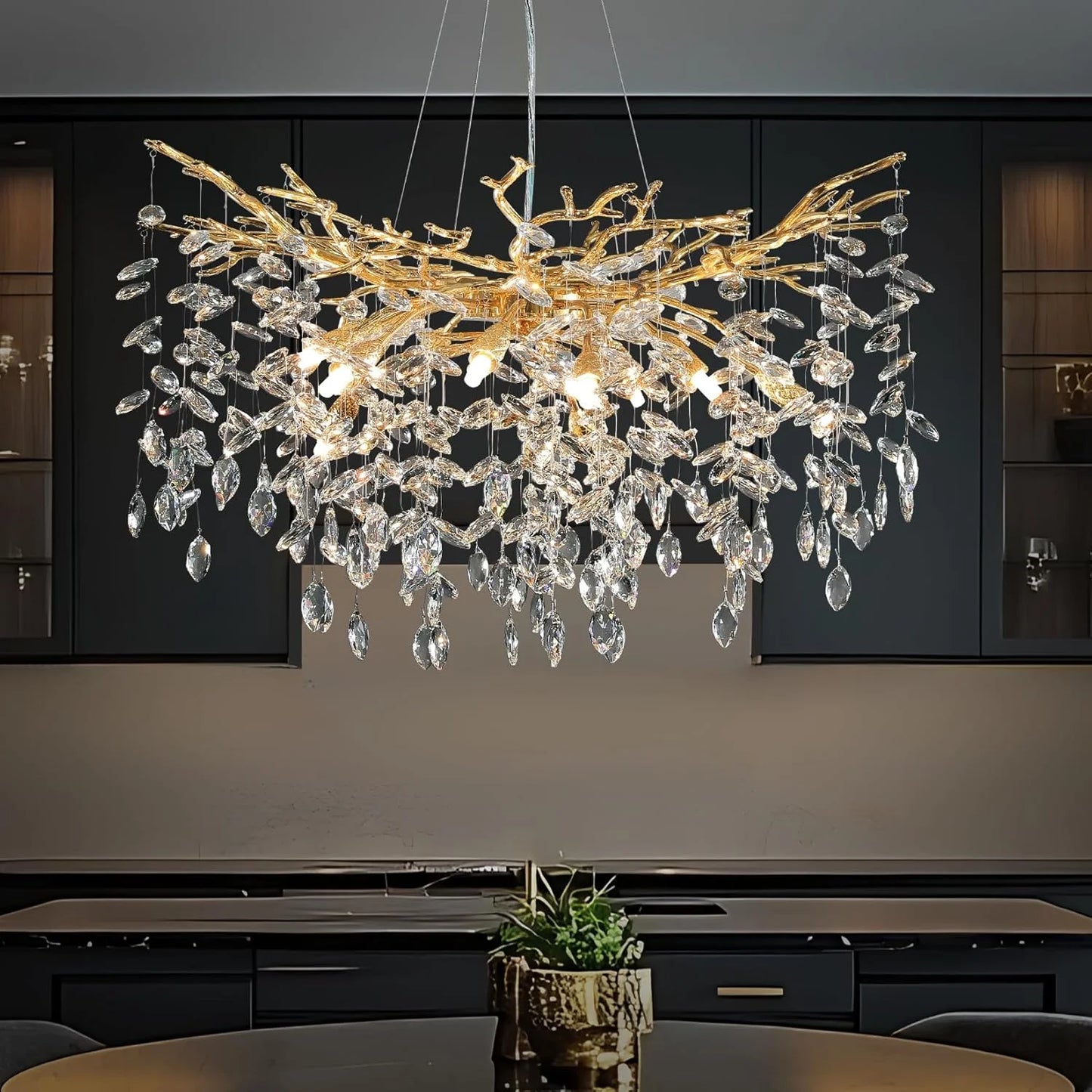 Round Luxury Gold Crystal Chandelier