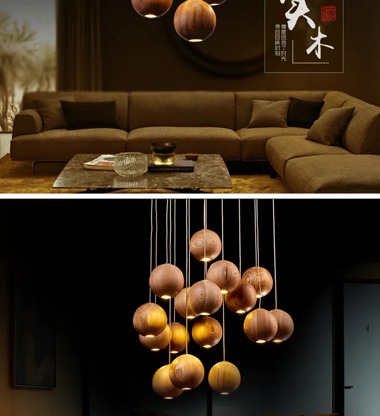Solid Wood Creative Art Pendant Light