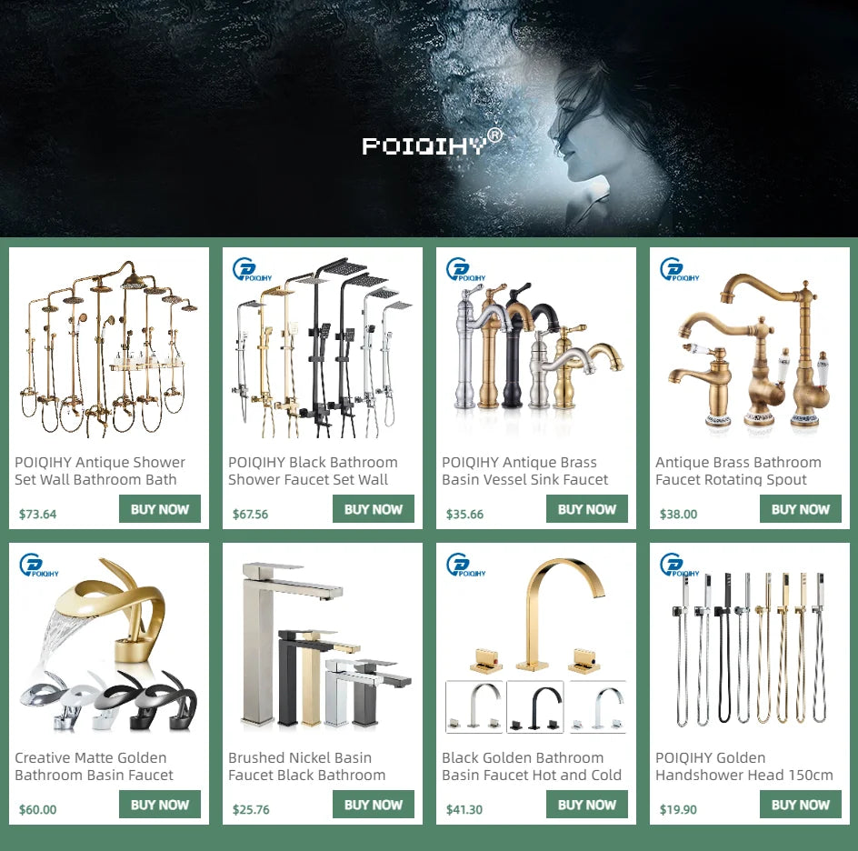 Black Golden Bathroom Faucet Rainfall Shower Faucet Mixer Tap Brass Mixer Valve Stainless Steel Shower System Faucet