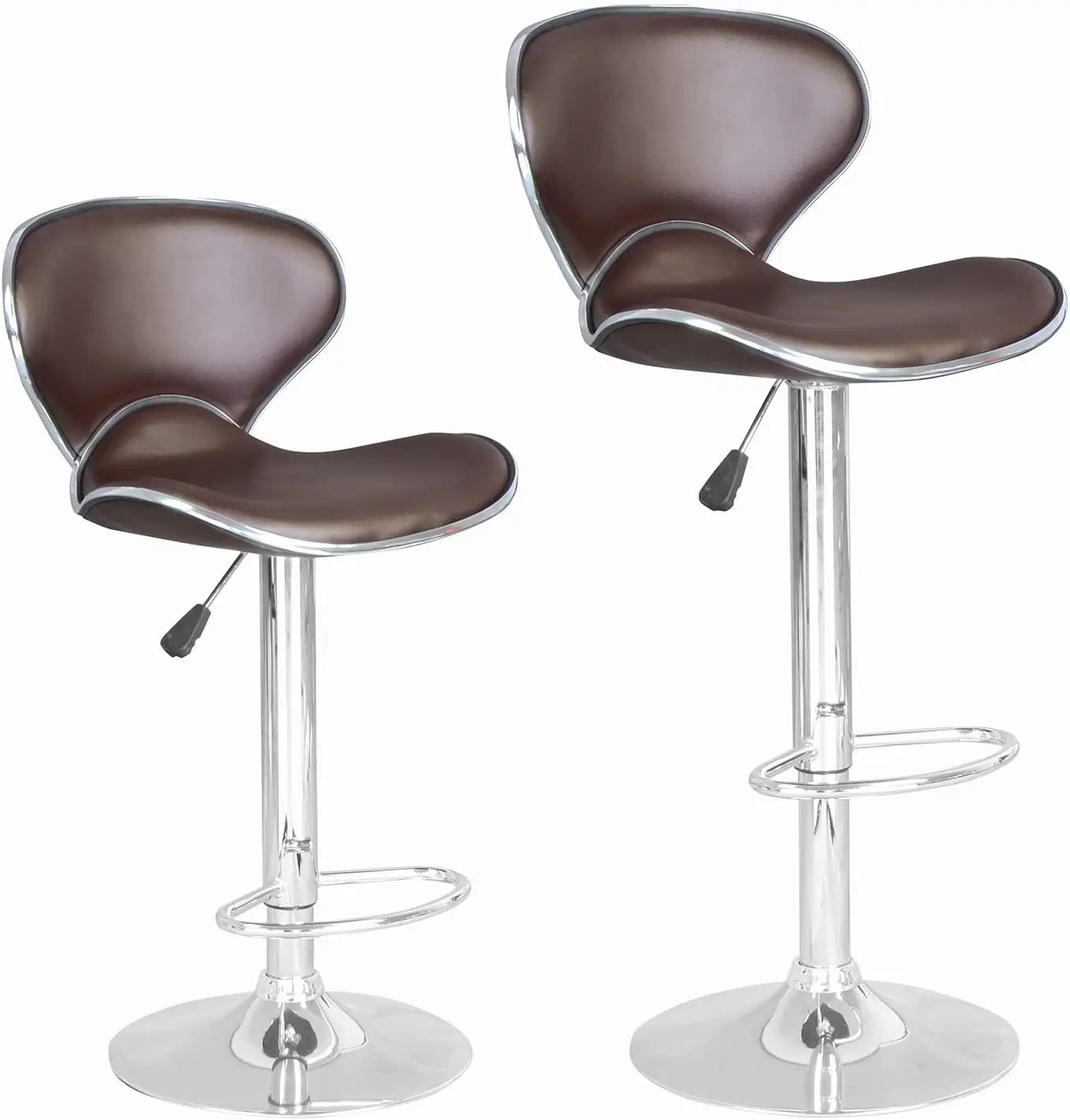 Set of 2 Bar Stools, Counter Height Adjustable Bar Chairs with Back Barstools PU Leather Swivel Bar Stool