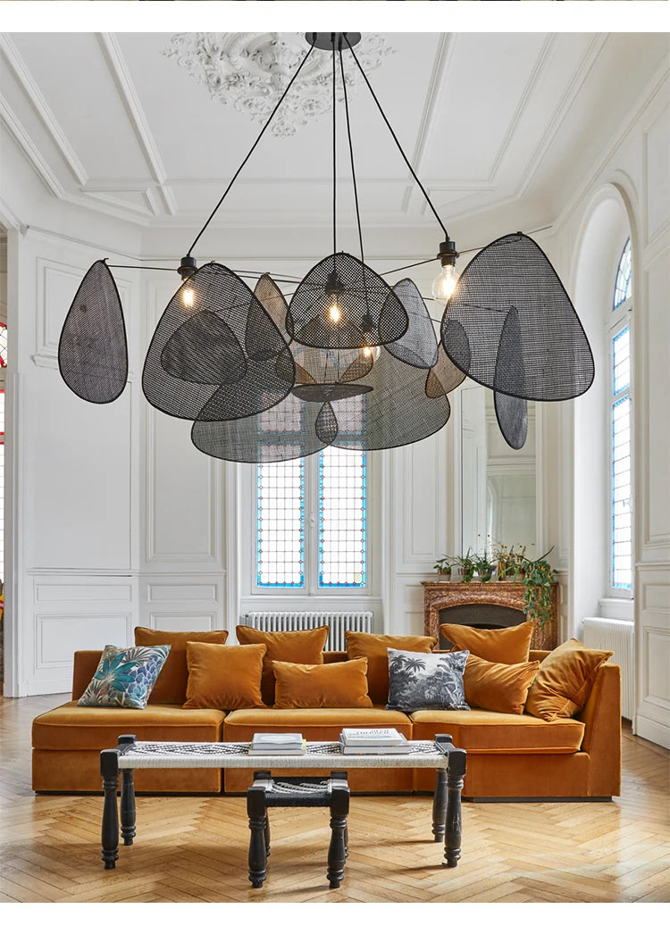 New Chinese Style Pendant Lights Black Rattan Suspension Luminaire for Restaurant Dining Room Home Decor Designer Light Fixtures