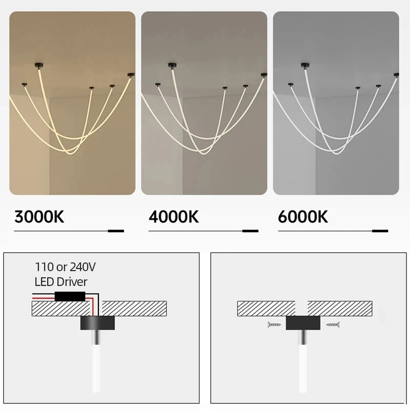 Minimal Line Designer Silicone LED Pendant Lamp