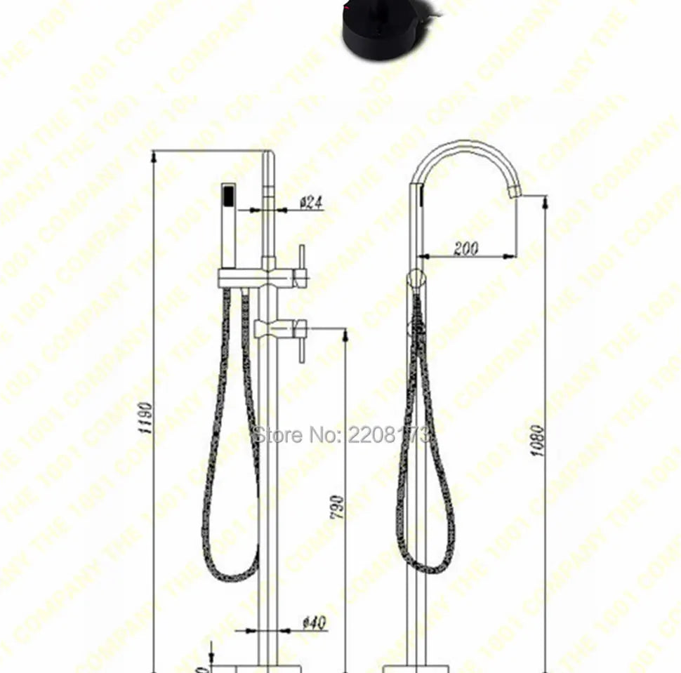 Matte Black Freestanding Bathtub Faucet 2 Ways Spout & Hand Shower Diverter Floor Mounted Bathtub Mixer Hot & Cold Bathroom Tap