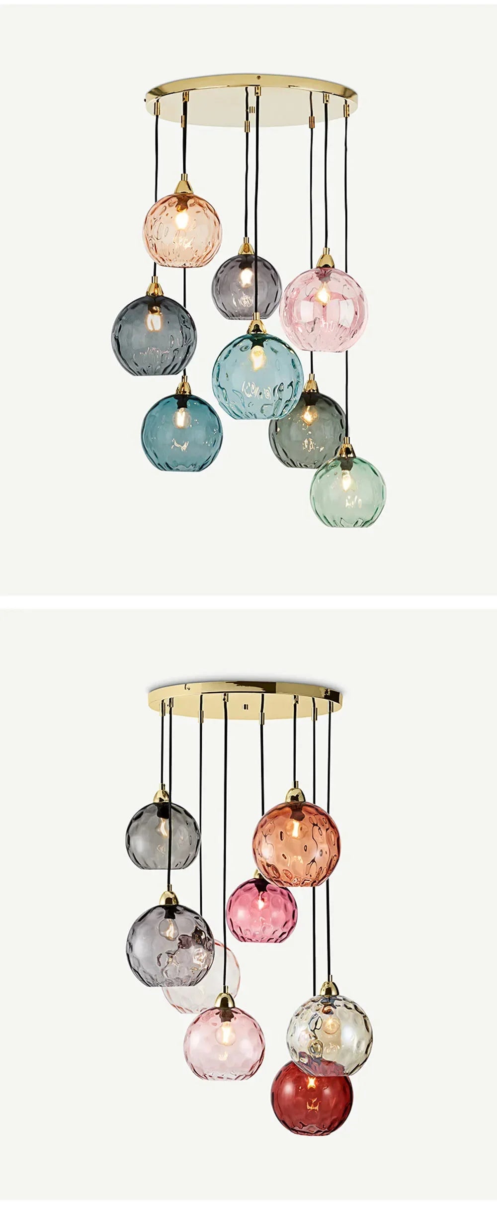 Nordic Stained Color Glass Chandelier