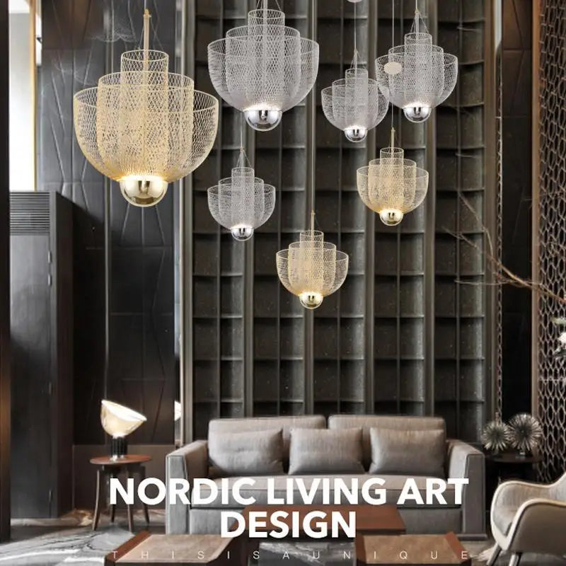 Modern Nordic Metal Cage Hanging Pendant Lights