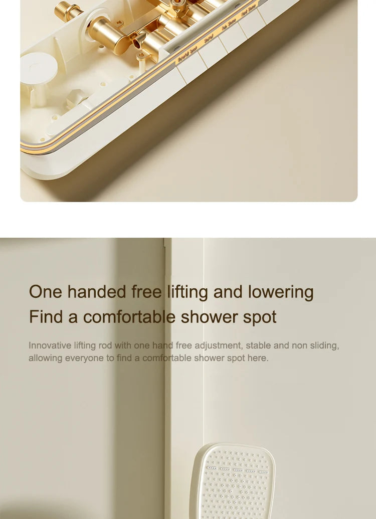 Milk White Shower Thermostat Shower Set Home Digital Display Shower Fine Copper Bath Pressurized Bathroom Shower Nozzle