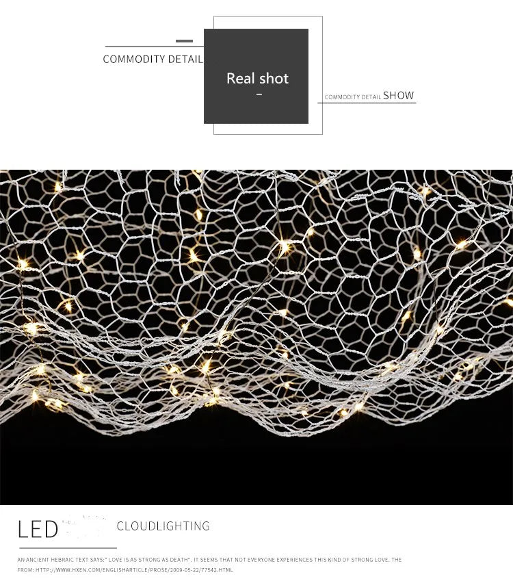 Modern Art Design Stars Fireflies Iron Mesh Cloud Chandelier