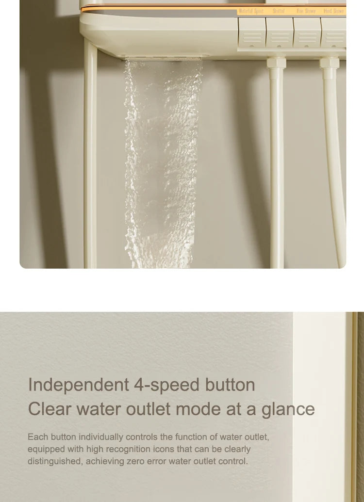 Milk White Shower Thermostat Shower Set Home Digital Display Shower Fine Copper Bath Pressurized Bathroom Shower Nozzle