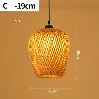 Round Handmade LED Bamboo-Rattan Chandelier