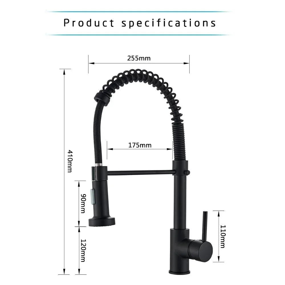 Spring Brushed Nickel Kitchen Faucet Deck Mounted Mixer Tap 360 Degree Rotation Stream Sprayer Nozzle Kitchen Sink Hot Cold Taps