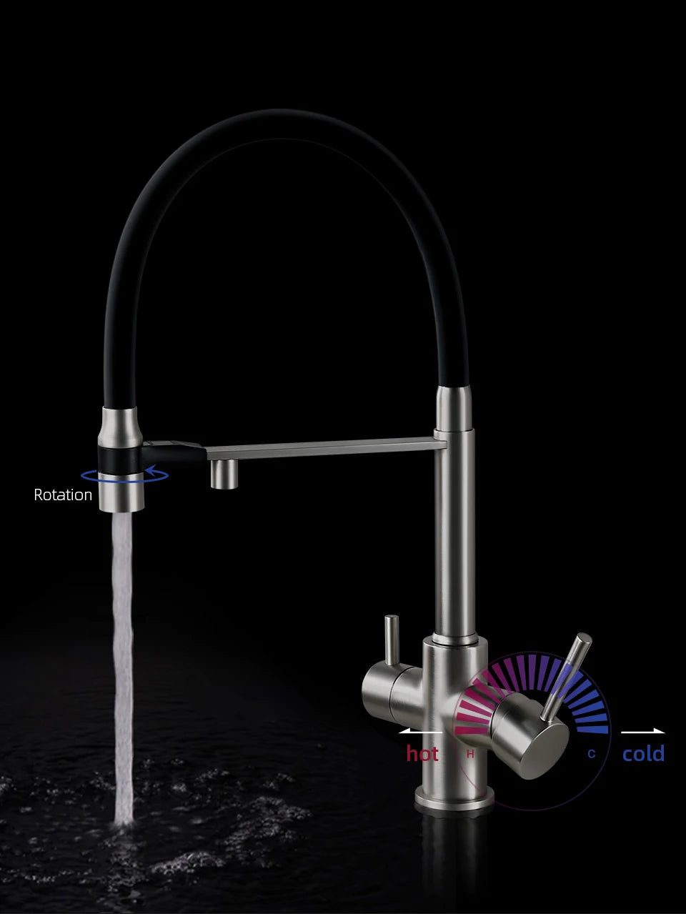 Brushed Nickel Kitchen Faucet Pull Out Double Handle Kitchen Tap Matte Chrome Kitchen Mixer Brass Single Hole 3 Ways Sink Tap