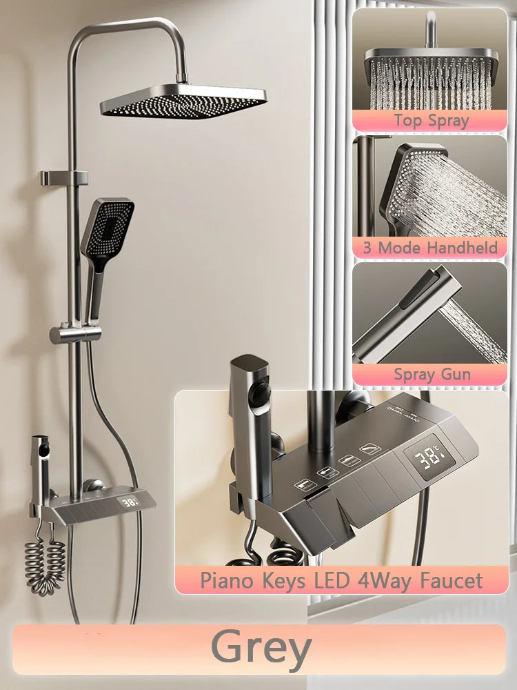 Black or Brass 4 Way Shower System Set