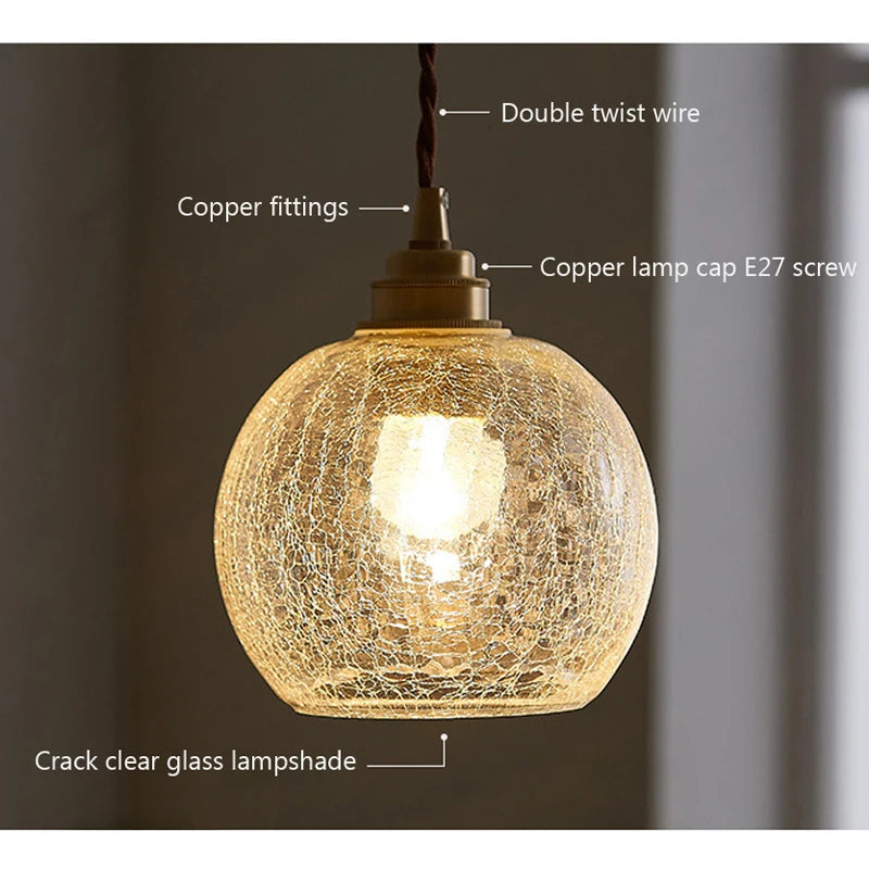 Glass Pendant Light Nordic Retro Chandeliers