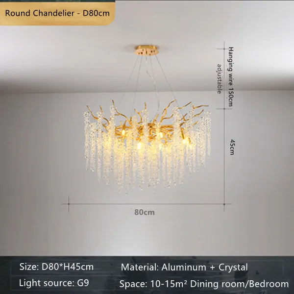 New Style Crystal Tassel Ceiling Chandelier Simple Branch Hanging Light Suspend Luminaire Lamp For Living Dining Room Lighting