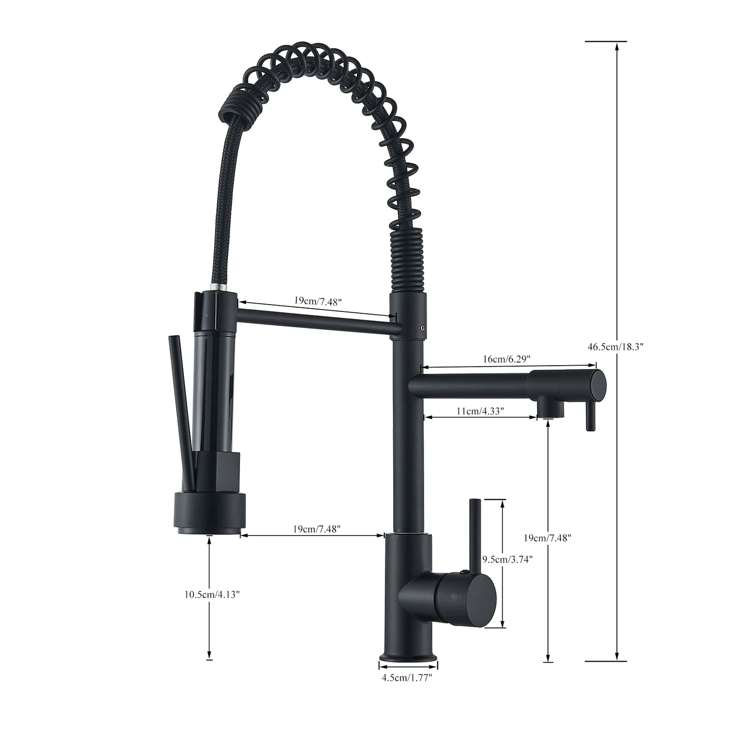 Matte Black Removable Gourmet Kitchen Faucet Double Spout Rotatable Deck Mount Single Handle Cold Hot Water Mixer Kitchen Crane