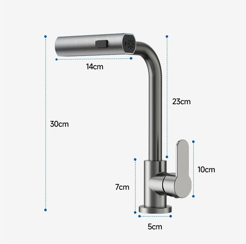 Gray Kitchen Faucets Pull Out Rotation Waterfall Stream Sprayer Head Hot -Cold Water Faucet Wash Basin Rotation Water Tap