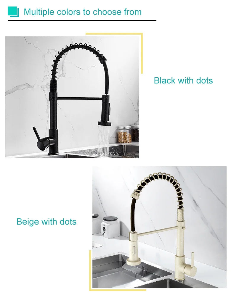 Brass kitchen sink faucet 360 degree rotating spring faucet Single handle cold and hot mixed water tap