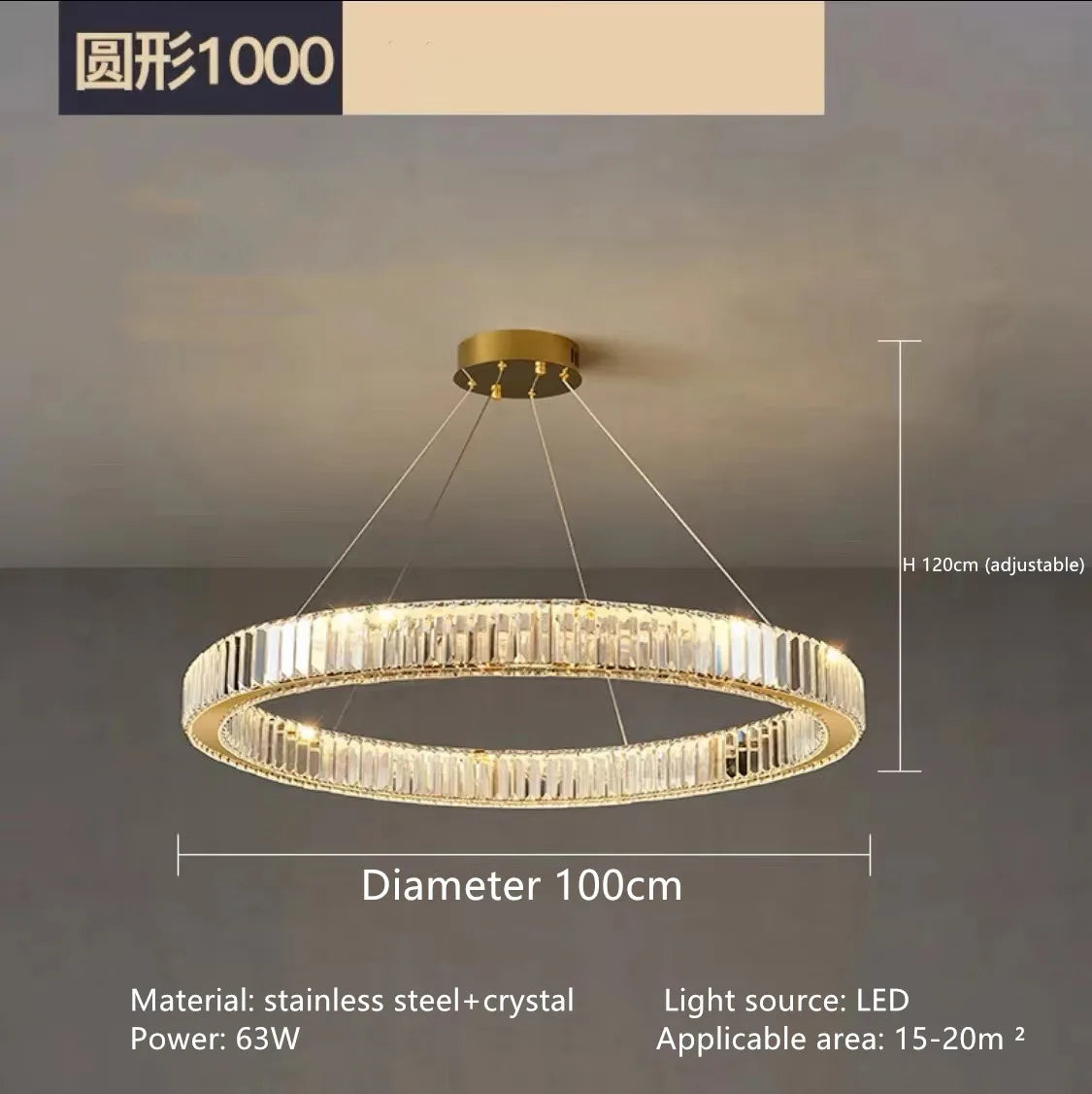 Crystal Chandelier in Simple Stainless Steel or Gold