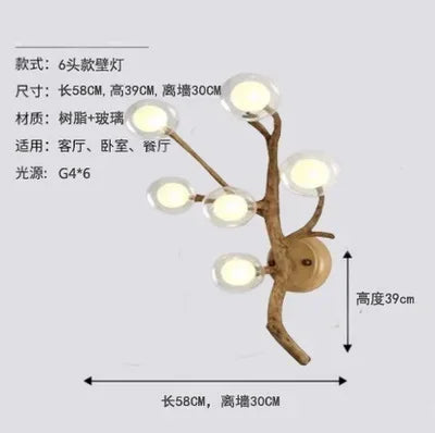 Nordic Tree Branch Glass Ball Pendant Chandeliers